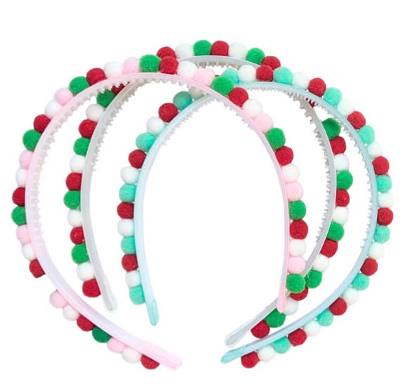 Pink Christmas Party Pom Pom Headband