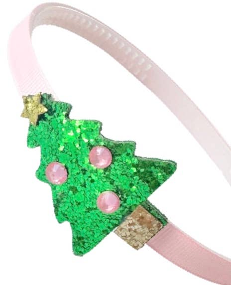 Pink Jewel Christmas Tree Headband