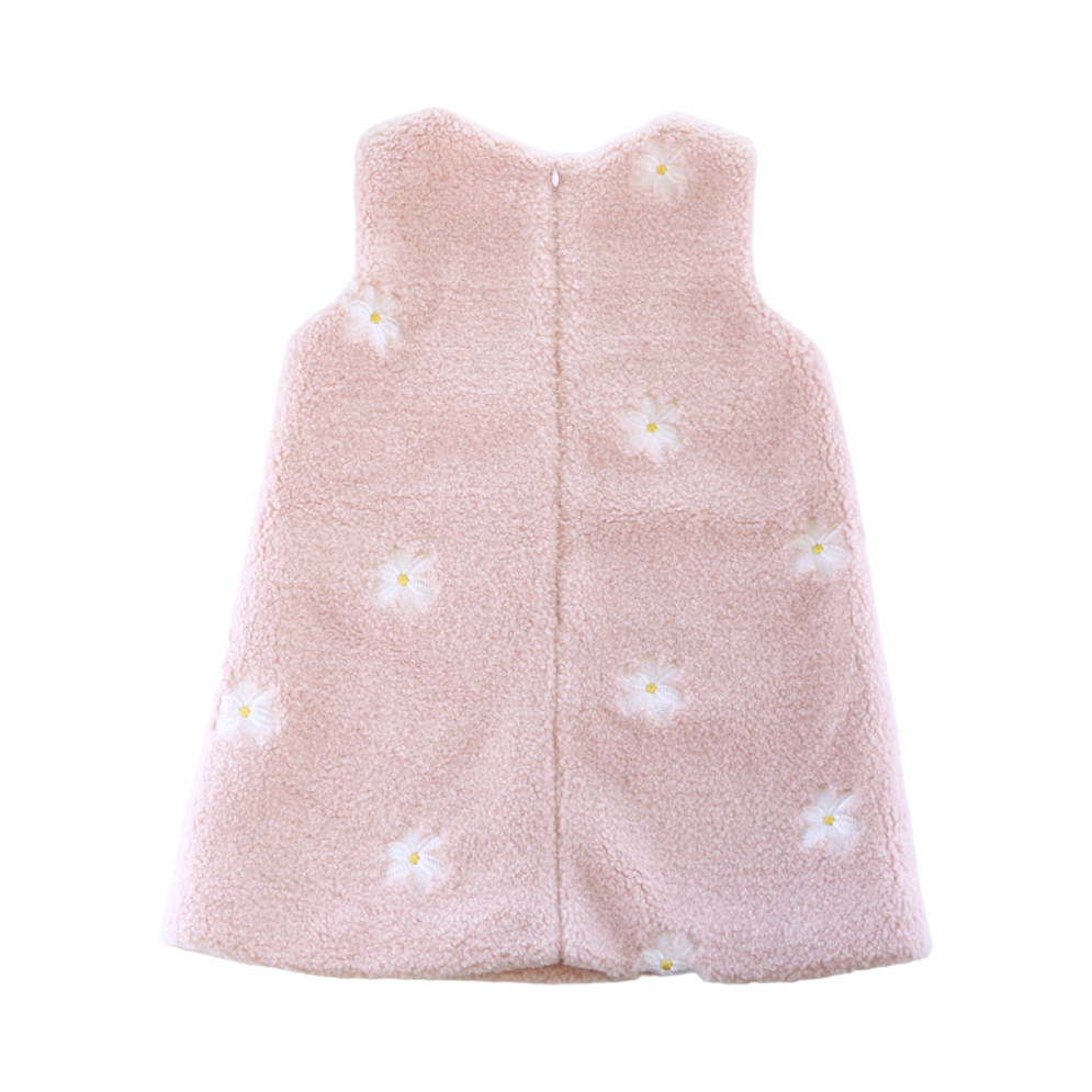 F15 14181 Polar Fleece Floral Dress: 2-2-2;2T-3T-4T / PINK