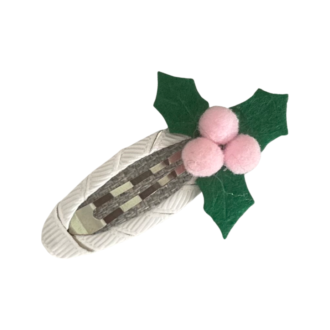 Holly Pom Pom Clip Set - Pink