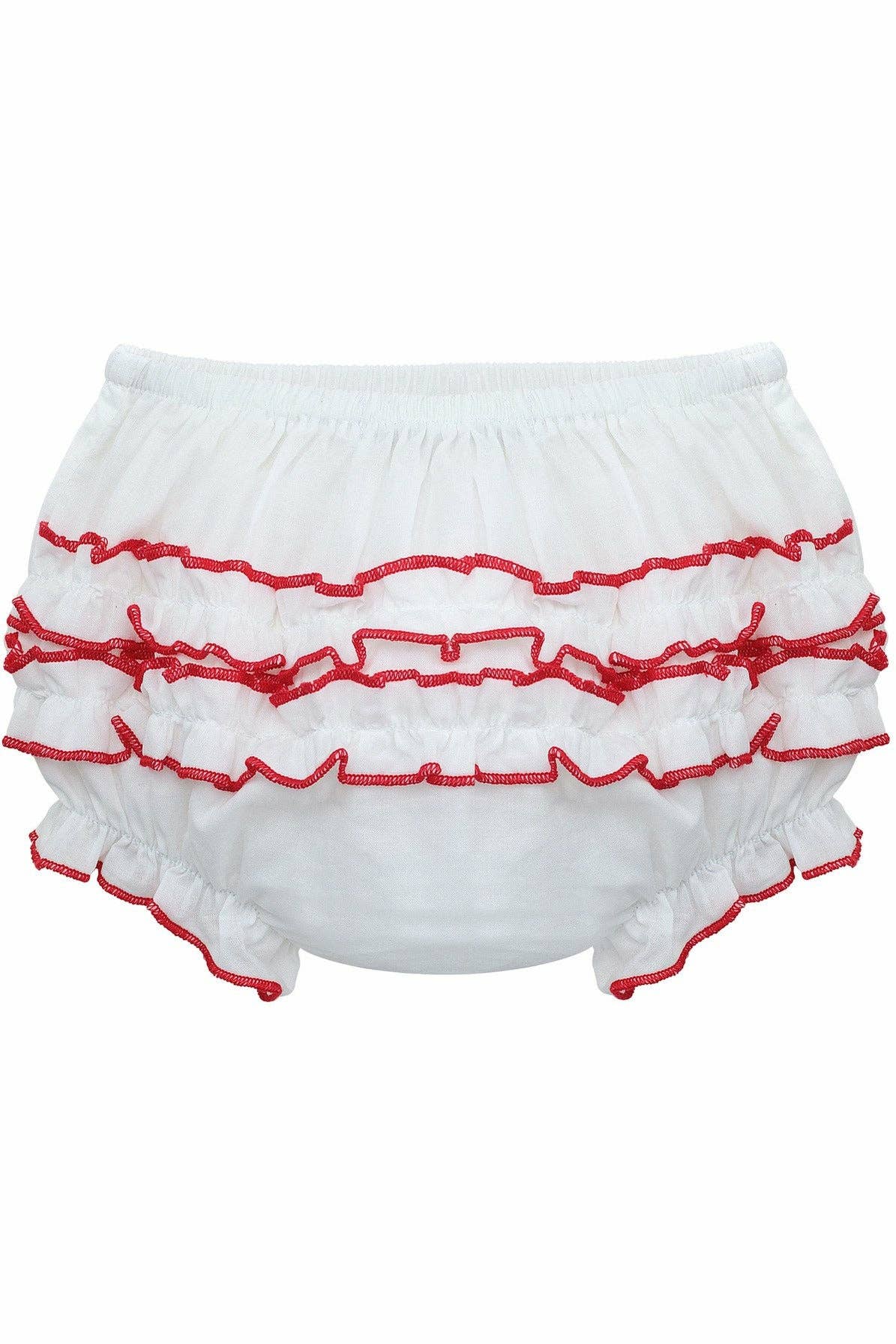 Baby Girls Ruffle Diaper Covers RedTrim