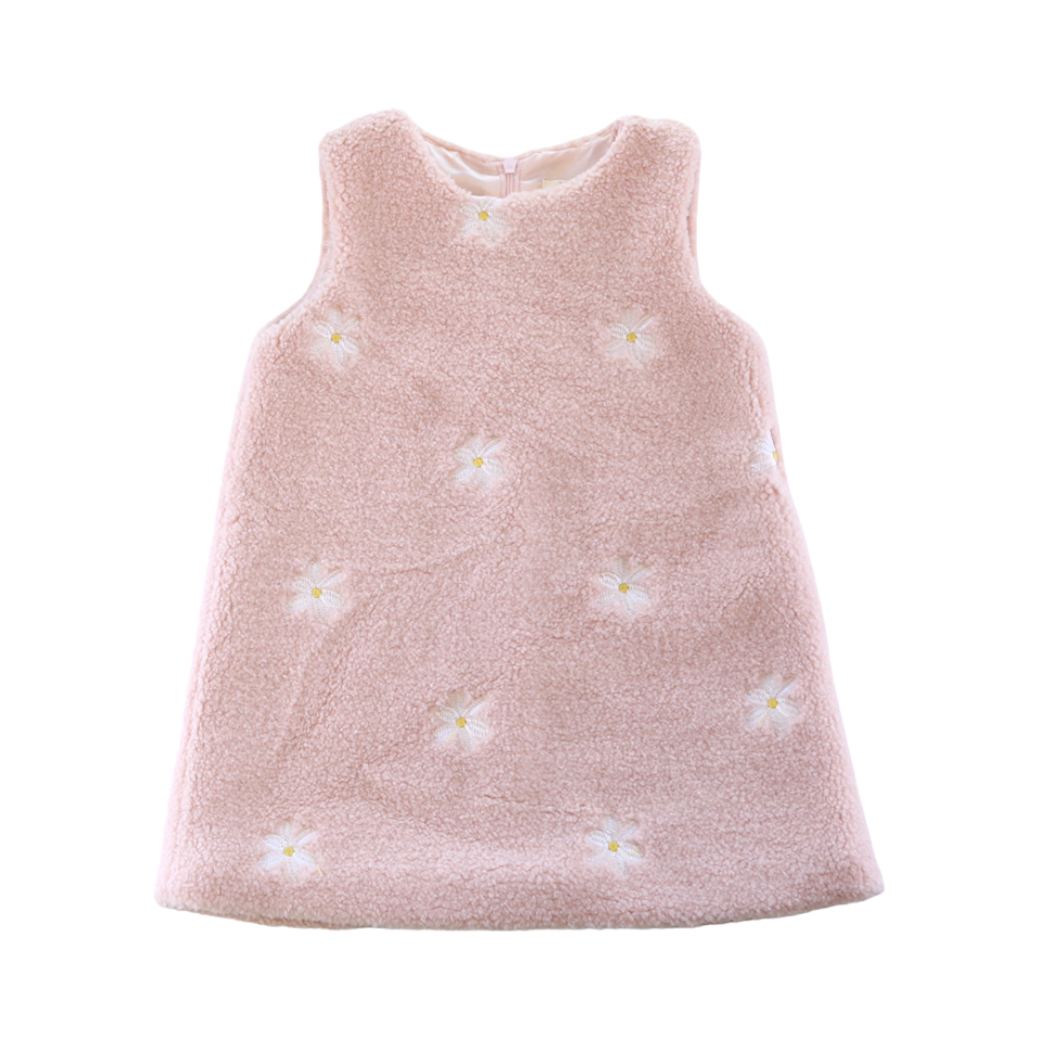 F15 14181 Polar Fleece Floral Dress: 2-2-2;2T-3T-4T / PINK