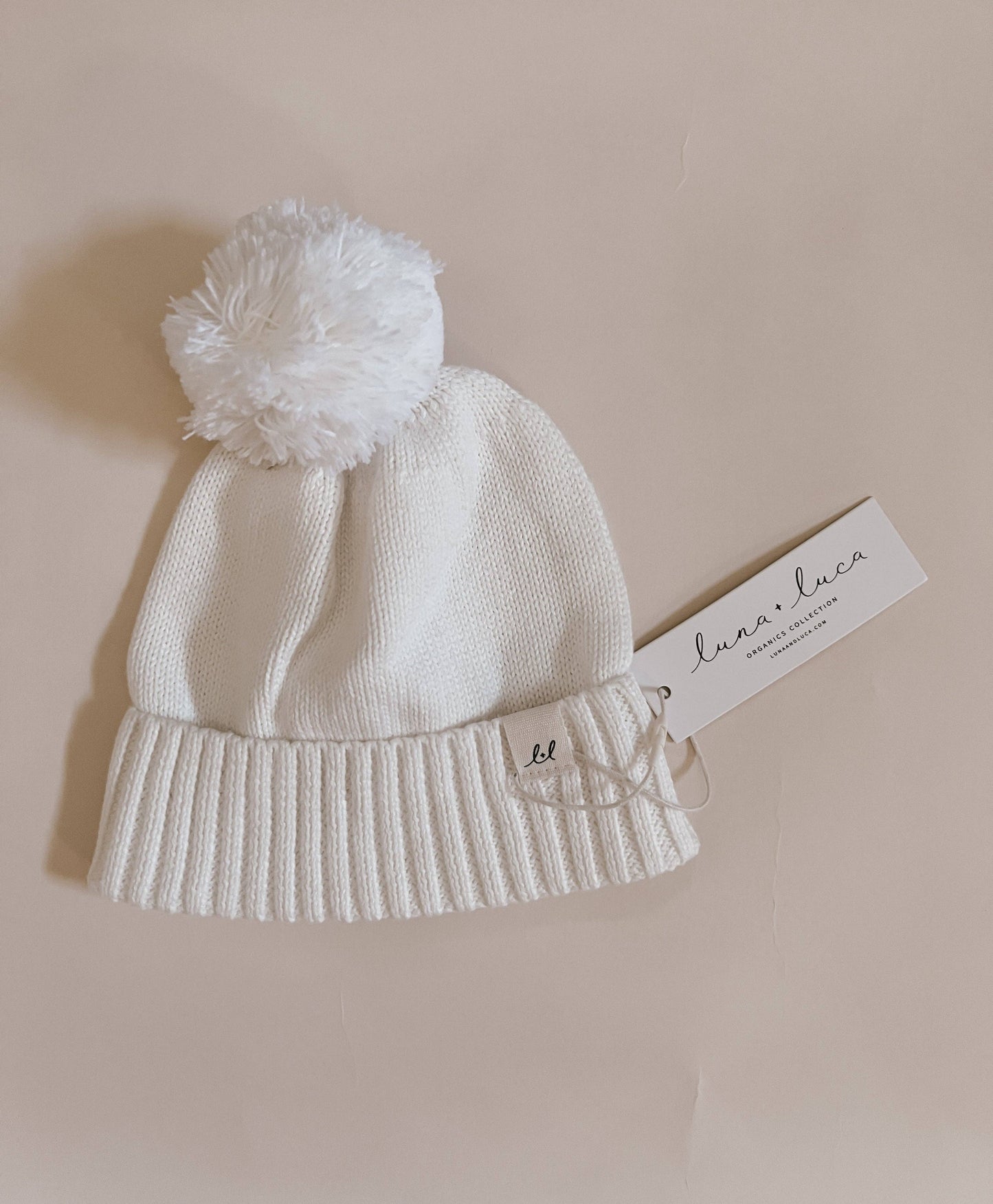 Luna + Luca Pom Beanie - White: 0-3m / White